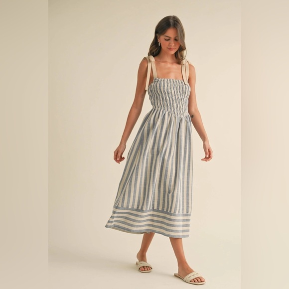 Klesis Dresses & Skirts - New with tags gorgeous Striped Blue and White Sundress by Klesis. Size medium.